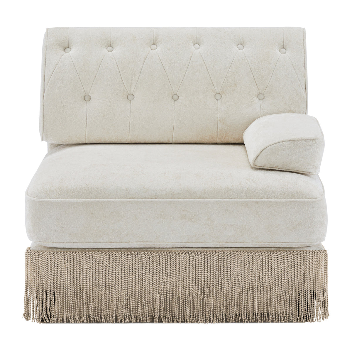 Modern European furniture - Beige Velvet Right Arm Modular Sofa - www.oroa.com