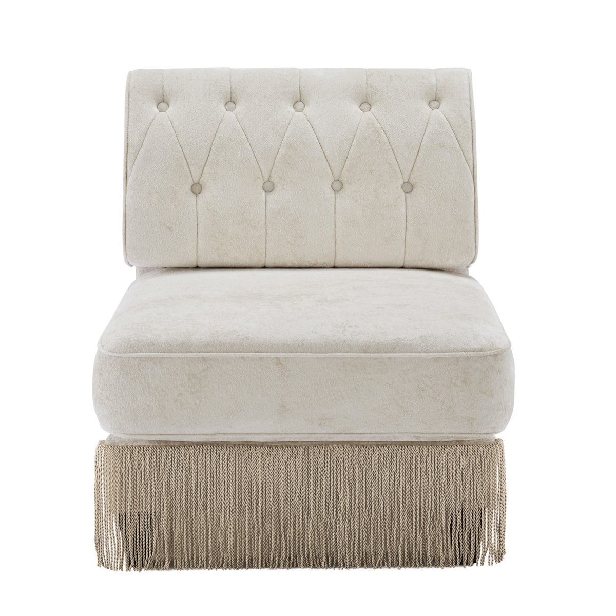 Beige Velvet Armless Modular Sofa | OROA