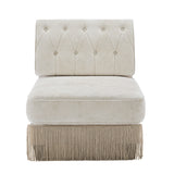 Beige Velvet Armless Modular Sofa | OROA