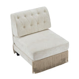 Beige Velvet Armless Modular Sofa | OROA