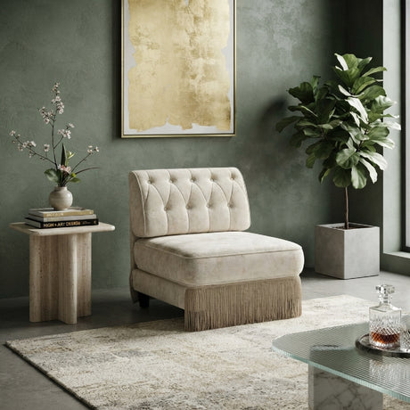 Beige Velvet Armless Modular Sofa | OROA