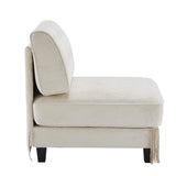 Beige Velvet Armless Modular Sofa | OROA