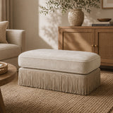 Beige Velvet Ottoman | OROA