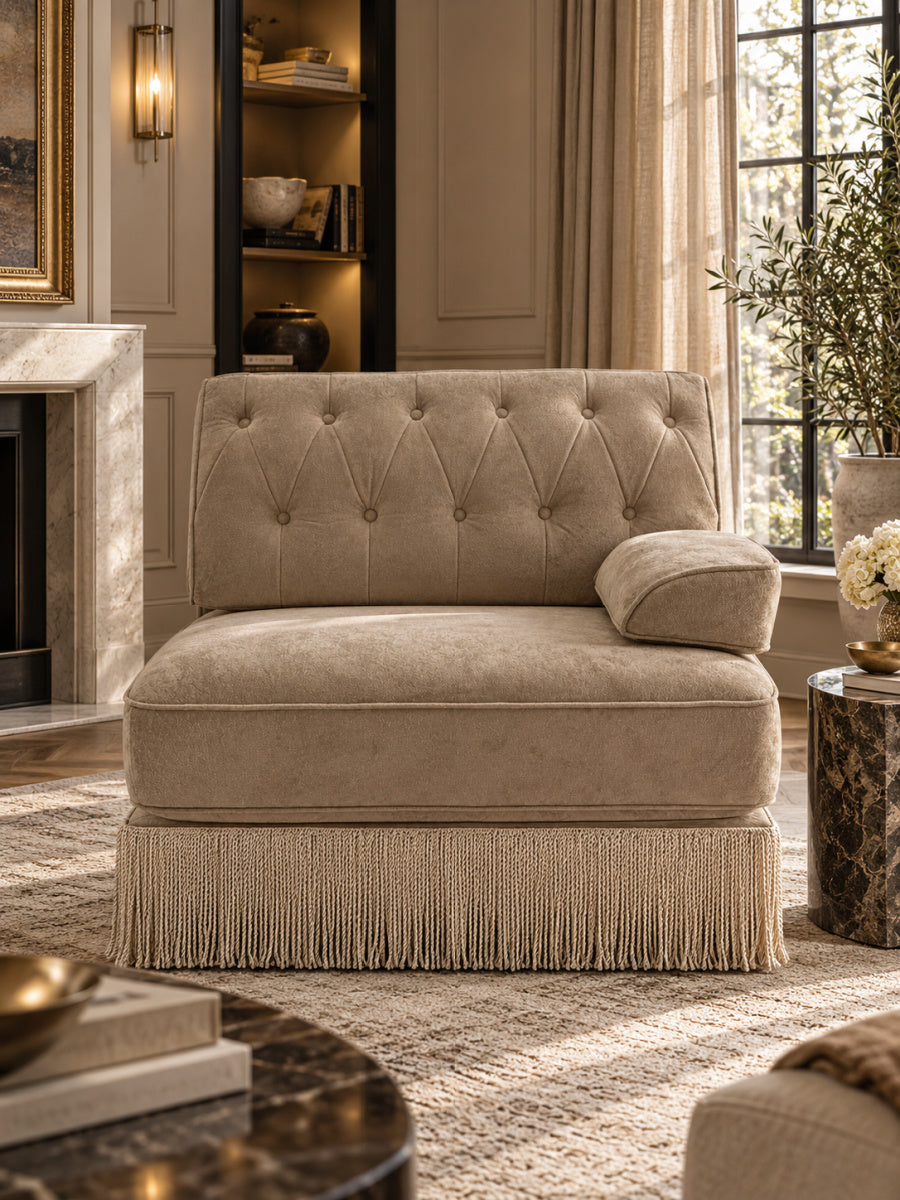 Modern European furniture - Camel Velvet Right Arm Modular Sofa - www.oroa.com