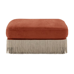 Red Brown Velvet Ottoman - OROA - view 1