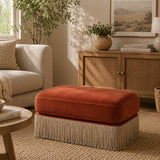 Red Brown Velvet Ottoman | OROA