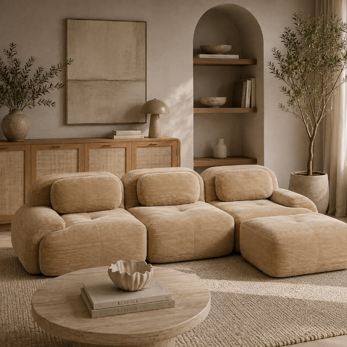 Camel L-shaped Modular Sofa | OROA