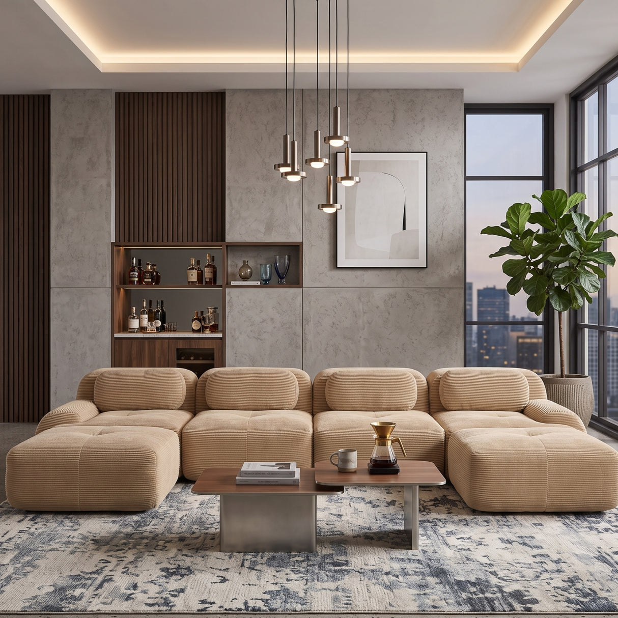 A modern beige sectional sofa - oroa.com