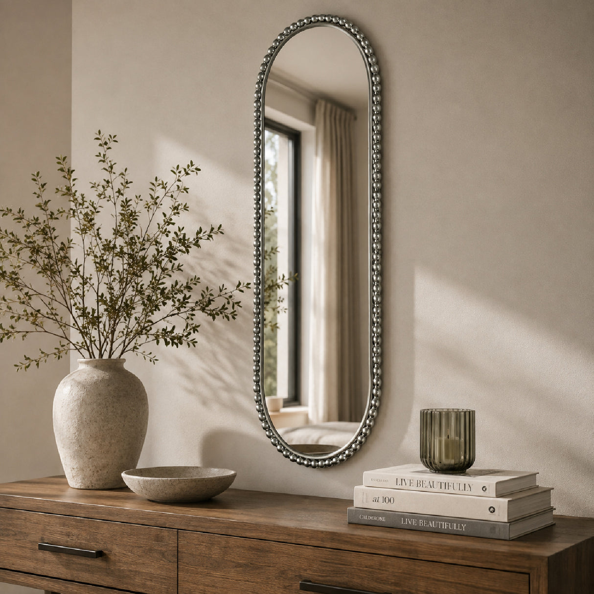 Antique Silver Oval Wall Mirror | OROA