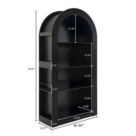 Modern European furniture - Modern Black 4-Tier Arched Bookcase - www.oroa.com