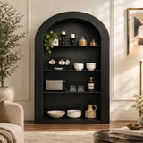 Modern European furniture - Modern Black 4-Tier Arched Bookcase - www.oroa.com