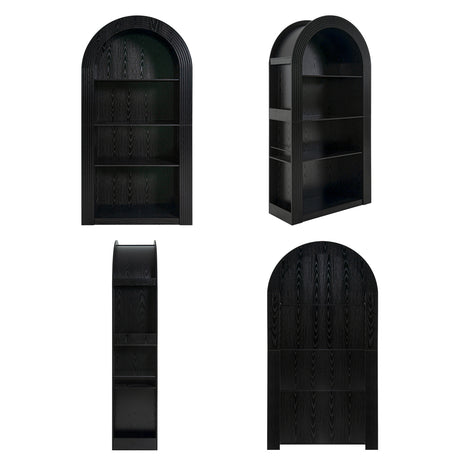 Modern European furniture - Modern Black 4-Tier Arched Bookcase - www.oroa.com