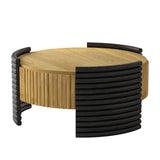 Two-toned Striped Wooden Coffee Table | OROA