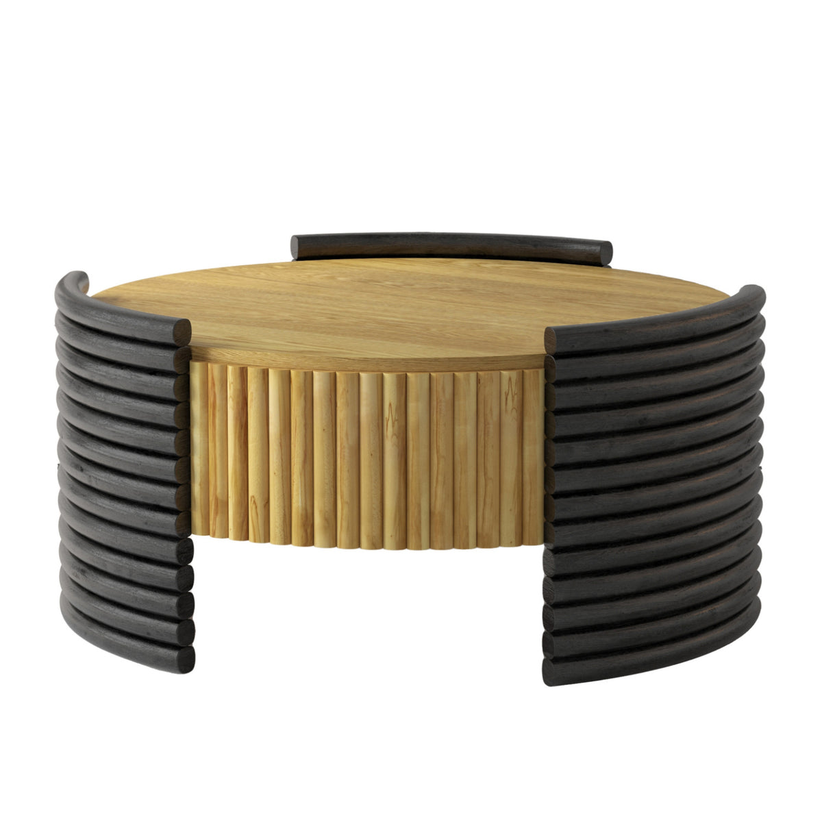 Two-toned Striped Wooden Coffee Table | OROA