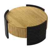 Two-toned Striped Wooden Coffee Table | OROA