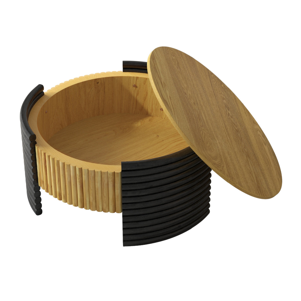 Two-toned Striped Wooden Coffee Table | OROA