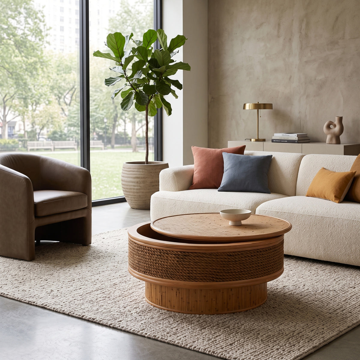 Rattan Round Retro Coffee Table | OROA