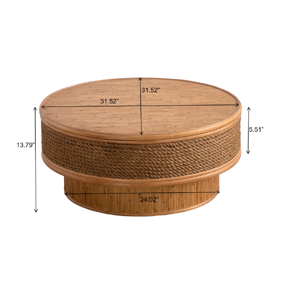 Rattan Round Retro Coffee Table | OROA
