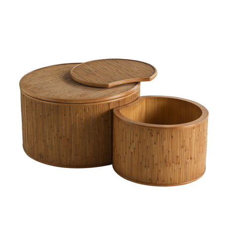 Modern European furniture - Inlaid Rattan Nesting Coffee Table Set - www.oroa.com
