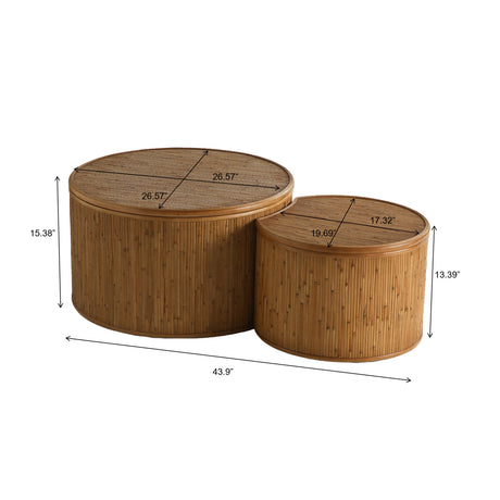 Modern European furniture - Inlaid Rattan Nesting Coffee Table Set - www.oroa.com