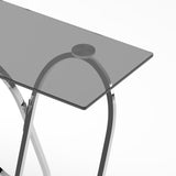 Modern Gray Glass Console Table with Chrome Frames | OROA