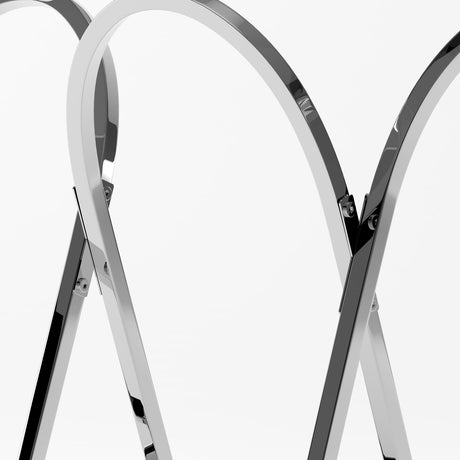 Modern Gray Glass Console Table with Chrome Frames | OROA