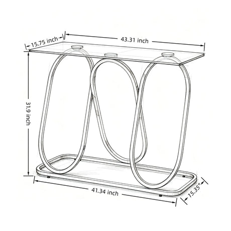 Modern Gray Glass Console Table with Chrome Frames | OROA