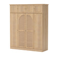 Modern European furniture - Natural Rattan Accented Wardrobe Cabinet - www.oroa.com
