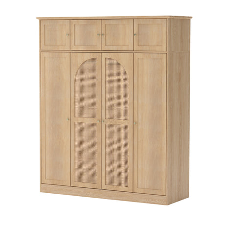 Modern European furniture - Natural Rattan Accented Wardrobe Cabinet - www.oroa.com