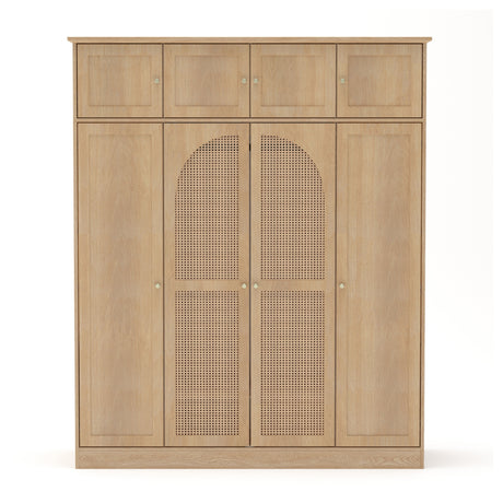 Modern European furniture - Natural Rattan Accented Wardrobe Cabinet - www.oroa.com