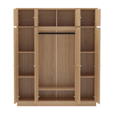 Modern European furniture - Natural Rattan Accented Wardrobe Cabinet - www.oroa.com