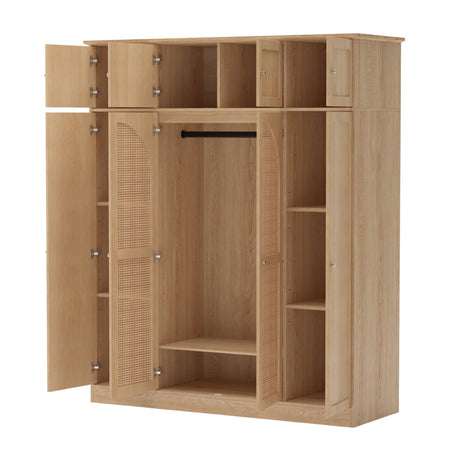 Modern European furniture - Natural Rattan Accented Wardrobe Cabinet - www.oroa.com