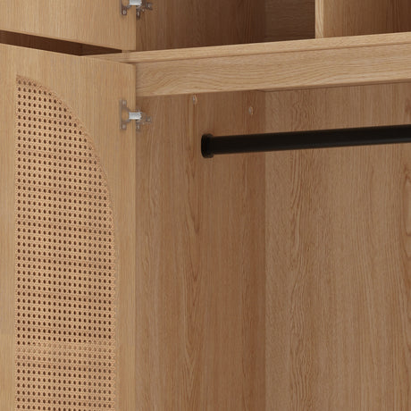 Modern European furniture - Natural Rattan Accented Wardrobe Cabinet - www.oroa.com