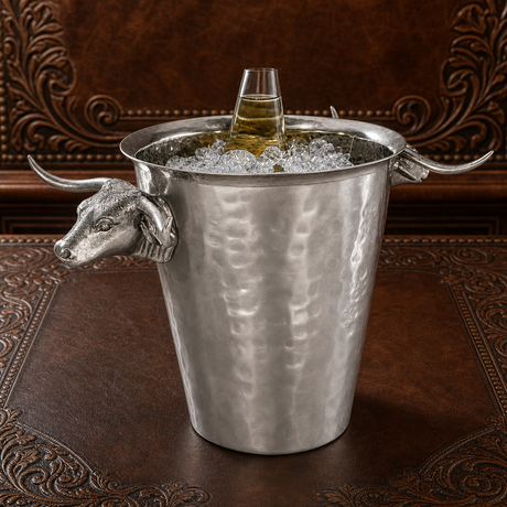 Hammered Steel Longhorn Ice Bucket - OROA