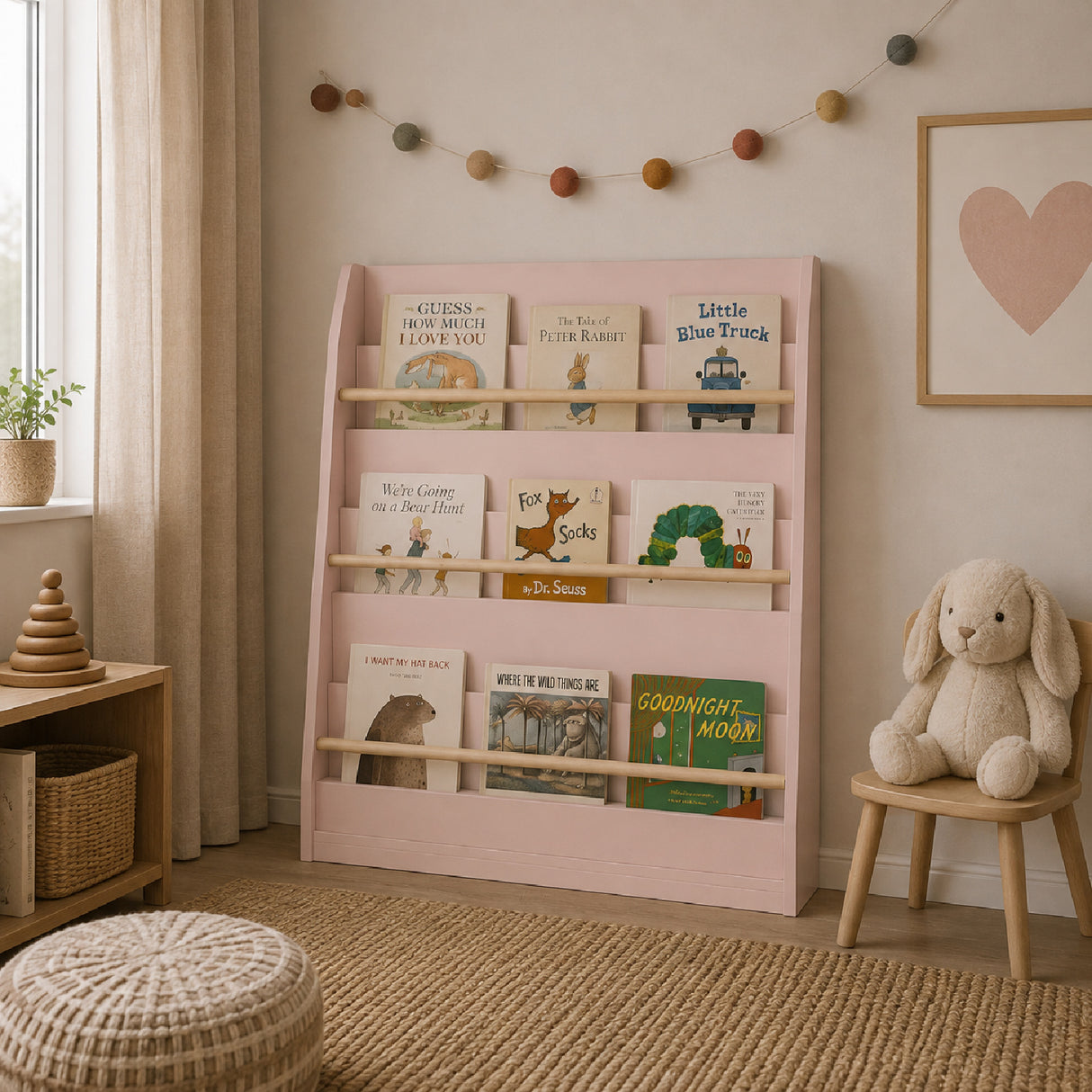 3-Tier Pink Kids Bookshelf Storage Rack | OROA Kids