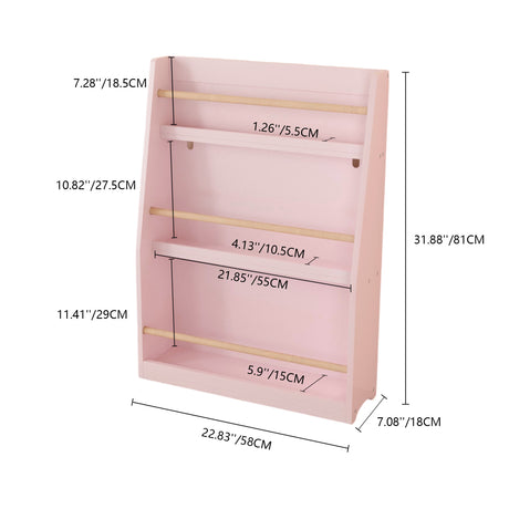 3-Tier Pink Kids Bookshelf Storage Rack | OROA Kids