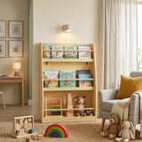 3-Tier Natural Finish Kids Bookshelf Storage Rack | OROA Kids