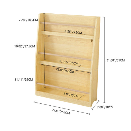 3-Tier Natural Finish Kids Bookshelf Storage Rack | OROA Kids