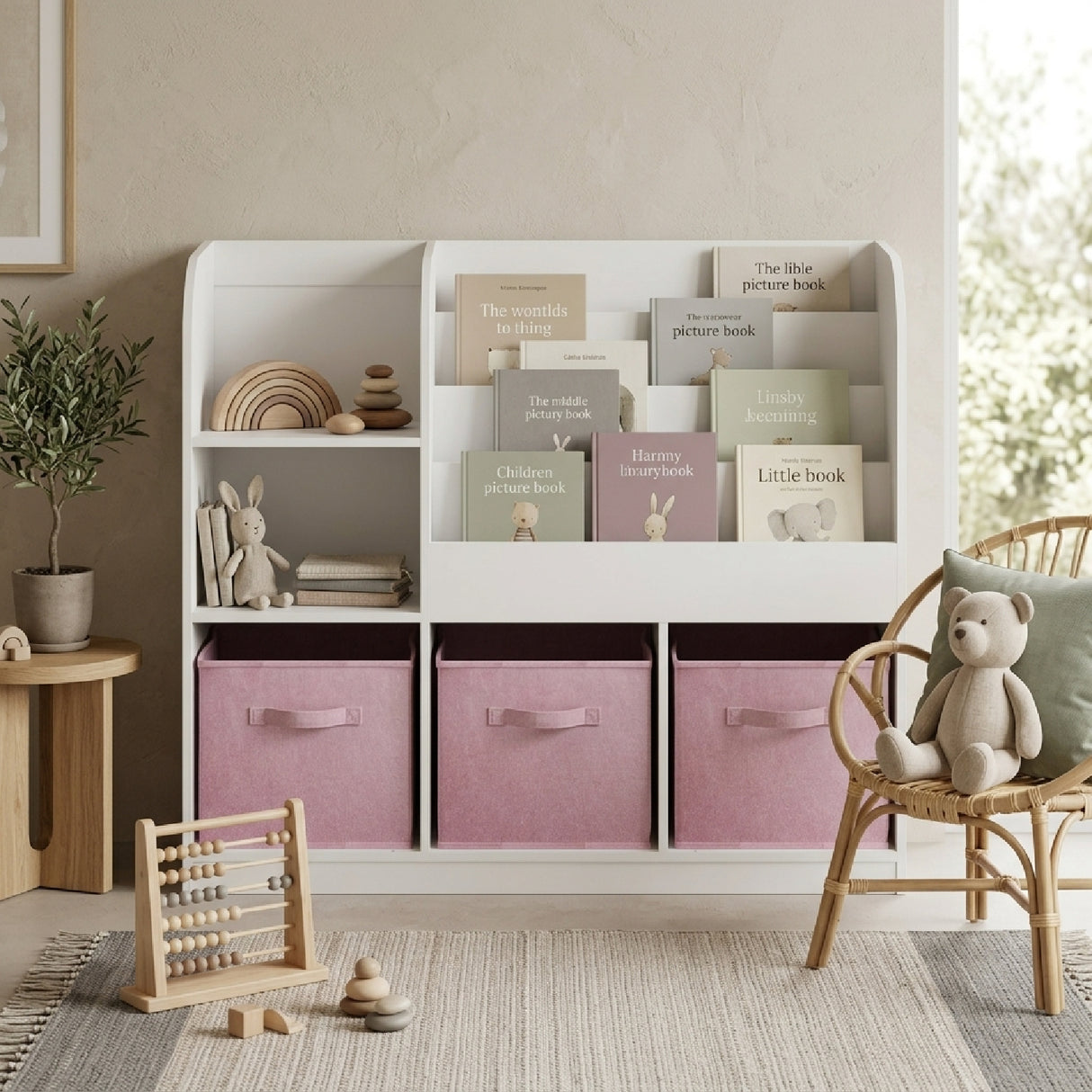 Kids Bookcase with Fabric Drawers | OROA Kids