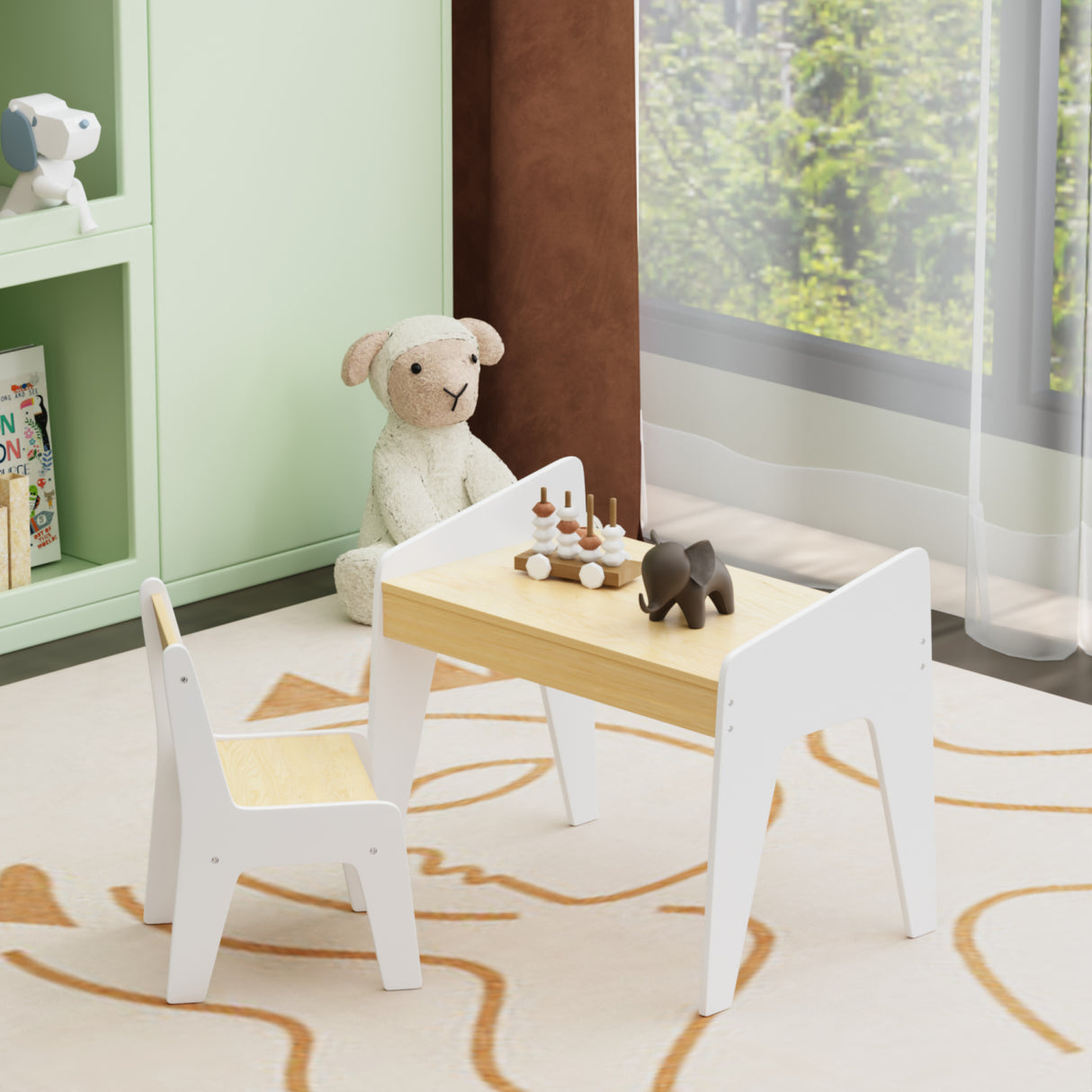 Wooden Children Study Table Set with Chairs | OROA Kids