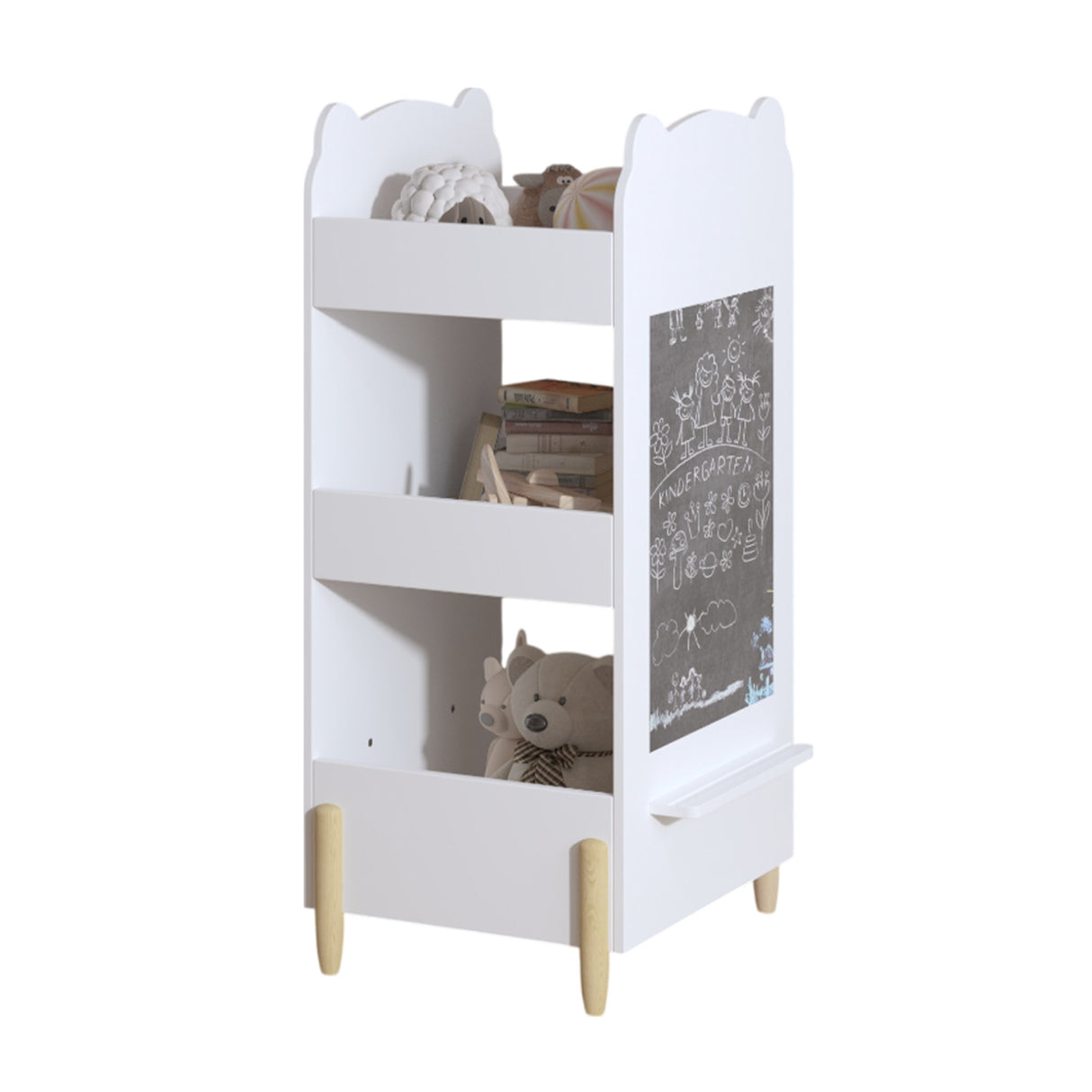 Bear-Shaped Kids Bookshelf with Chalkboard Side | OROA Kids