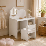 Kids White Vanity Table with Mirror and Chair | OROA Kids
