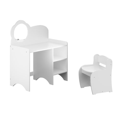 Kids White Vanity Table with Mirror and Chair | OROA Kids