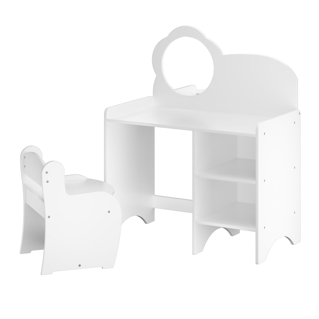 Kids White Vanity Table with Mirror and Chair | OROA Kids