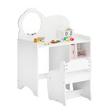Kids White Vanity Table with Mirror and Chair | OROA Kids