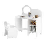 Kids White Vanity Table with Mirror and Chair | OROA Kids