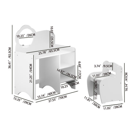 Kids White Vanity Table with Mirror and Chair | OROA Kids