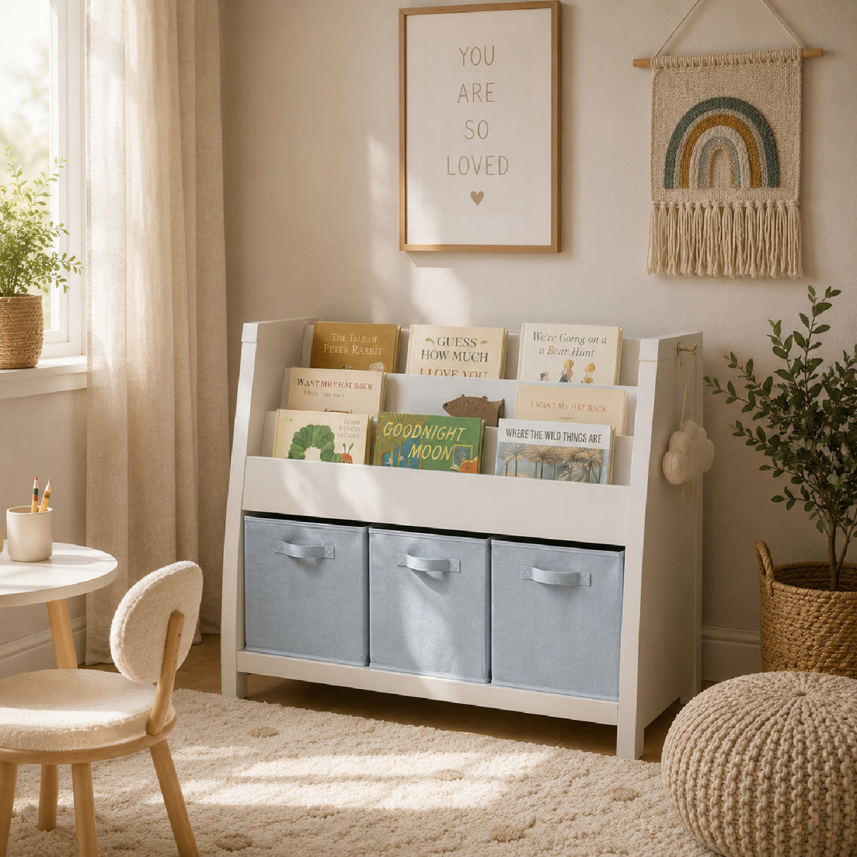 White Wooden Toddler Bookcase for Playroom | OROA Kids