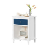 White Navy Wooden Nightstand | OROA Kids