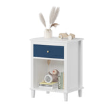 White Navy Wooden Nightstand | OROA Kids